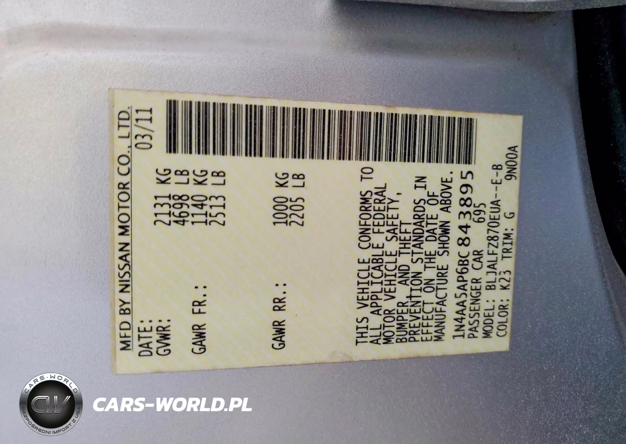 2011 Nissan Maxima 3.5 S VIN:1N4AA5AP6BC843895 - 13