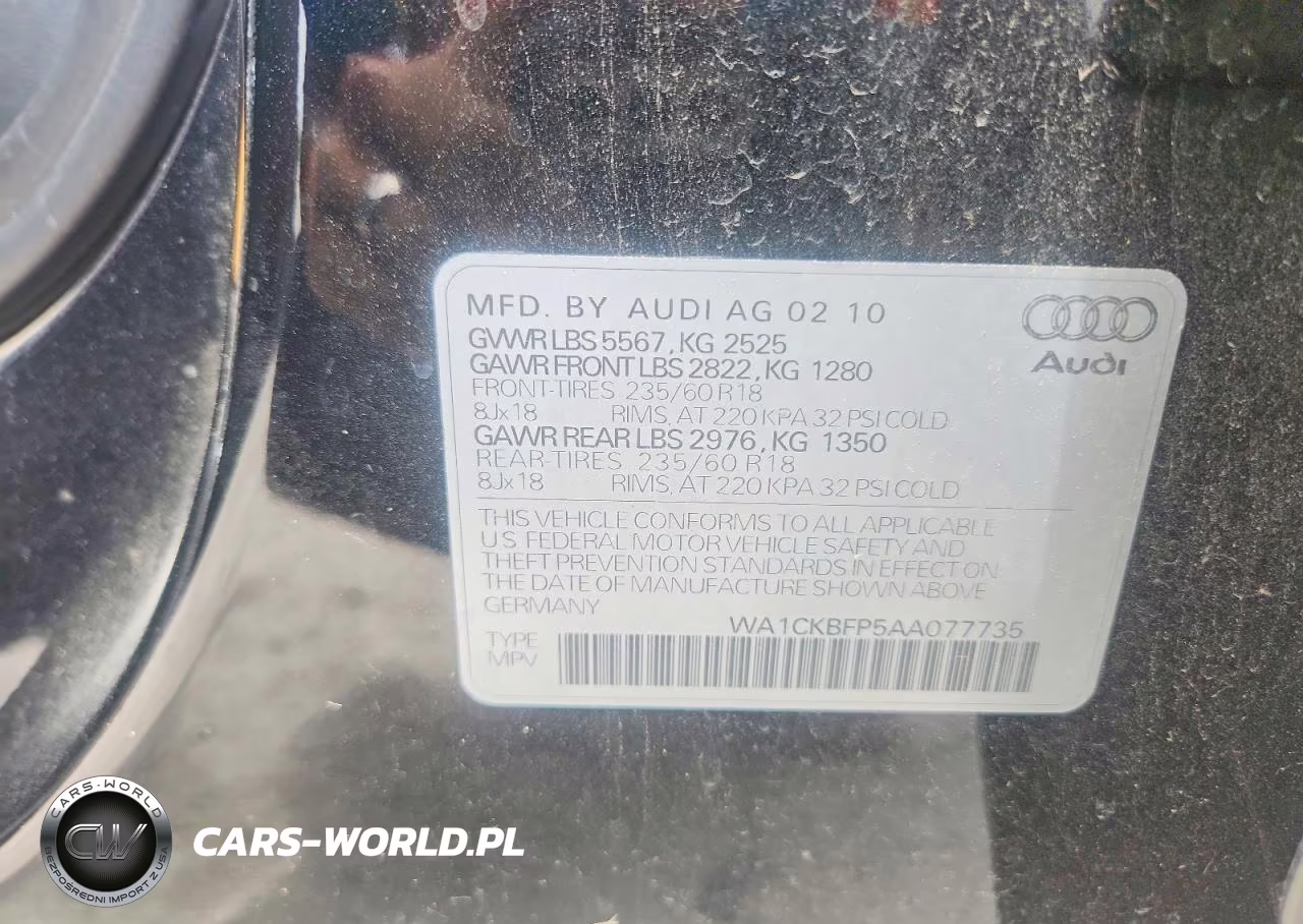2010 Audi Q5 Premium VIN:WA1CKBFP5AA077735 - 13