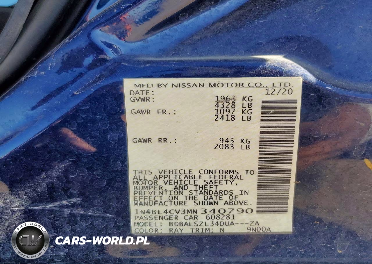 2021 Nissan Altima Sr VIN:1N4BL4CV3MN340790 - 12