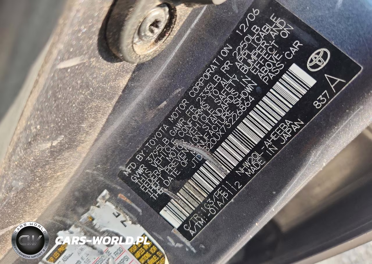 2007 Toyota Prius Base VIN:JTDKB20UX73226864 - 12
