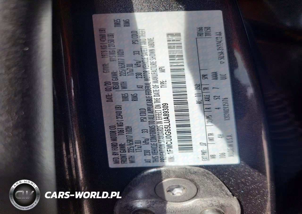 2020 Ford Escape Se VIN:1FMCU0G65LUA89309 - 13