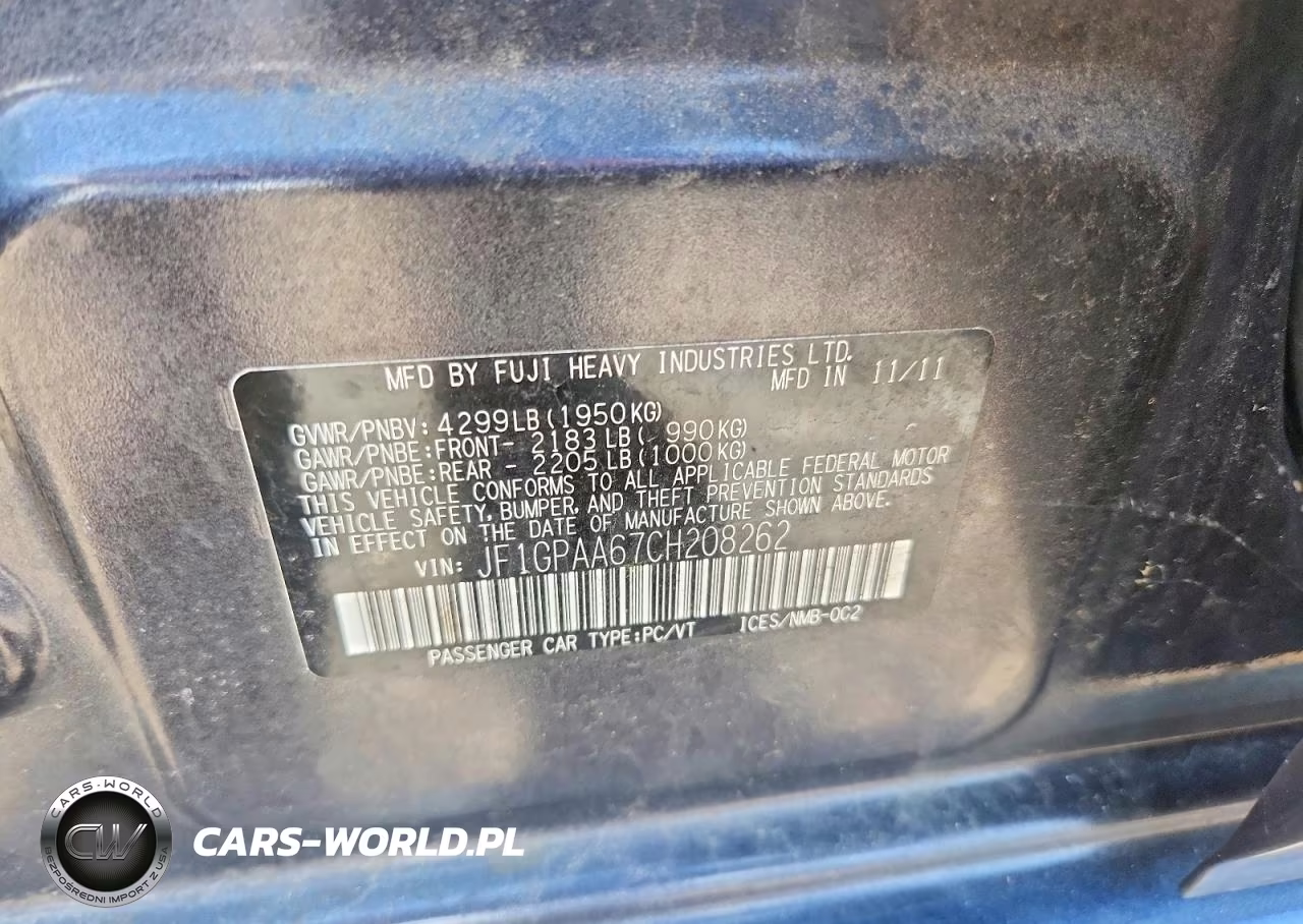 2012 Subaru Impreza VIN:JF1GPAA67CH208262 - 12