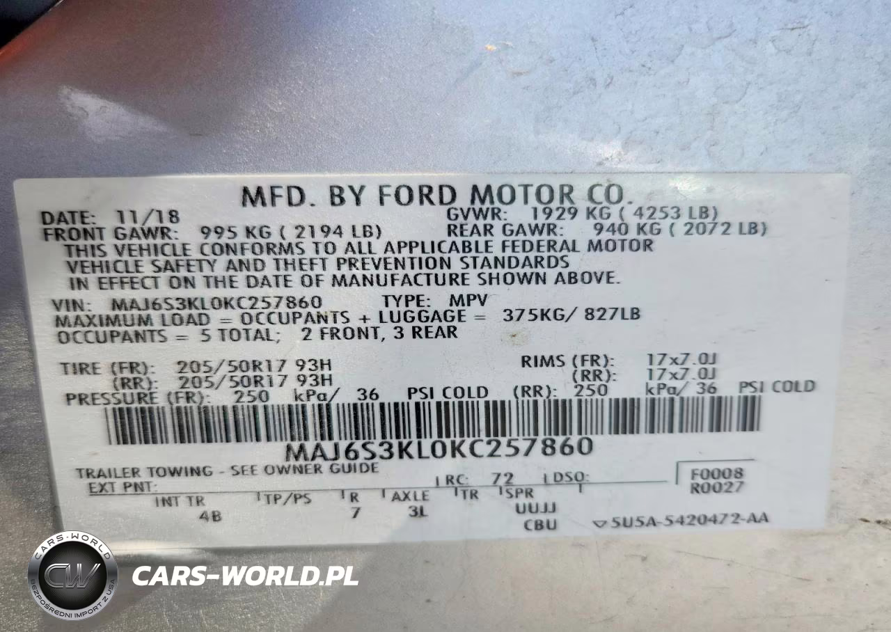 FORD ECOSPORT VIN:MAJ6S3KL0KC257860 - 14