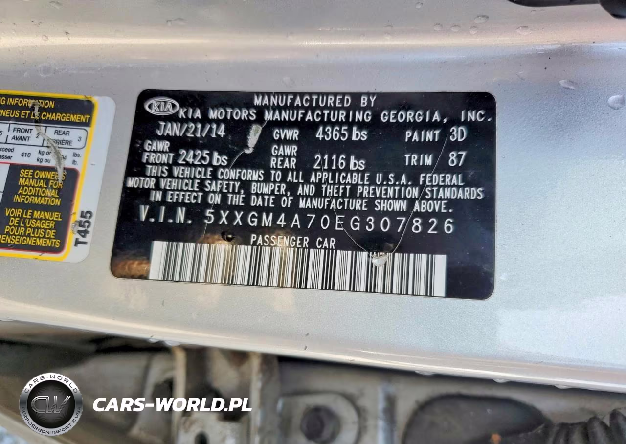 2014 Kia Optima Lx VIN:5XXGM4A70EG307826 - 12