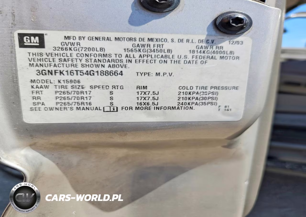 2004 Chevrolet Suburban K1500 VIN:3GNFK16T54G188664 - 14