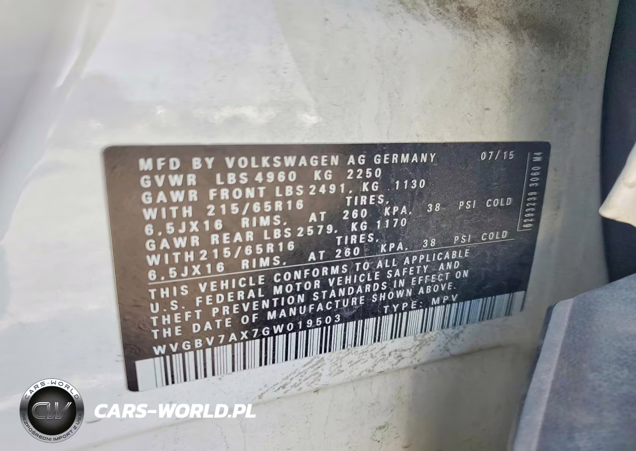 2016 Volkswagen Tiguan S VIN:WVGBV7AX7GW019503 - 13