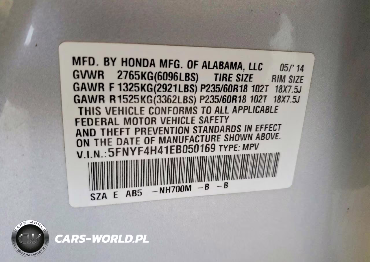 2014 Honda Pilot Ex VIN:5FNYF4H41EB050169 - 13