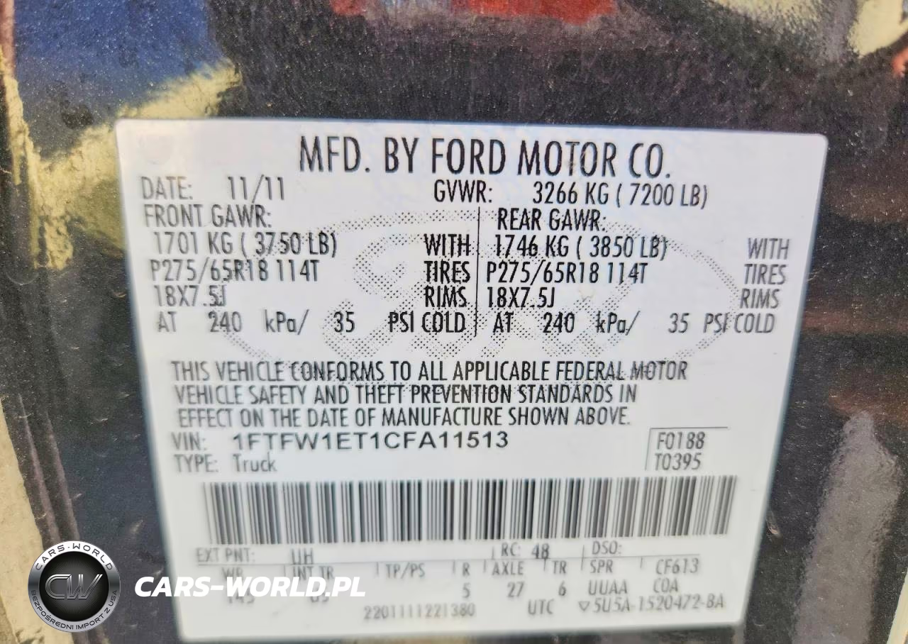 2012 Ford F150 Supercrew VIN:1FTFW1ET1CFA11513 - 12
