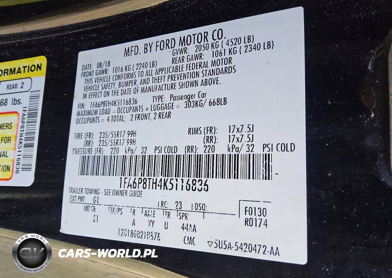 2019 Ford Mustang VIN:1FA6P8TH4K5116836 - 12