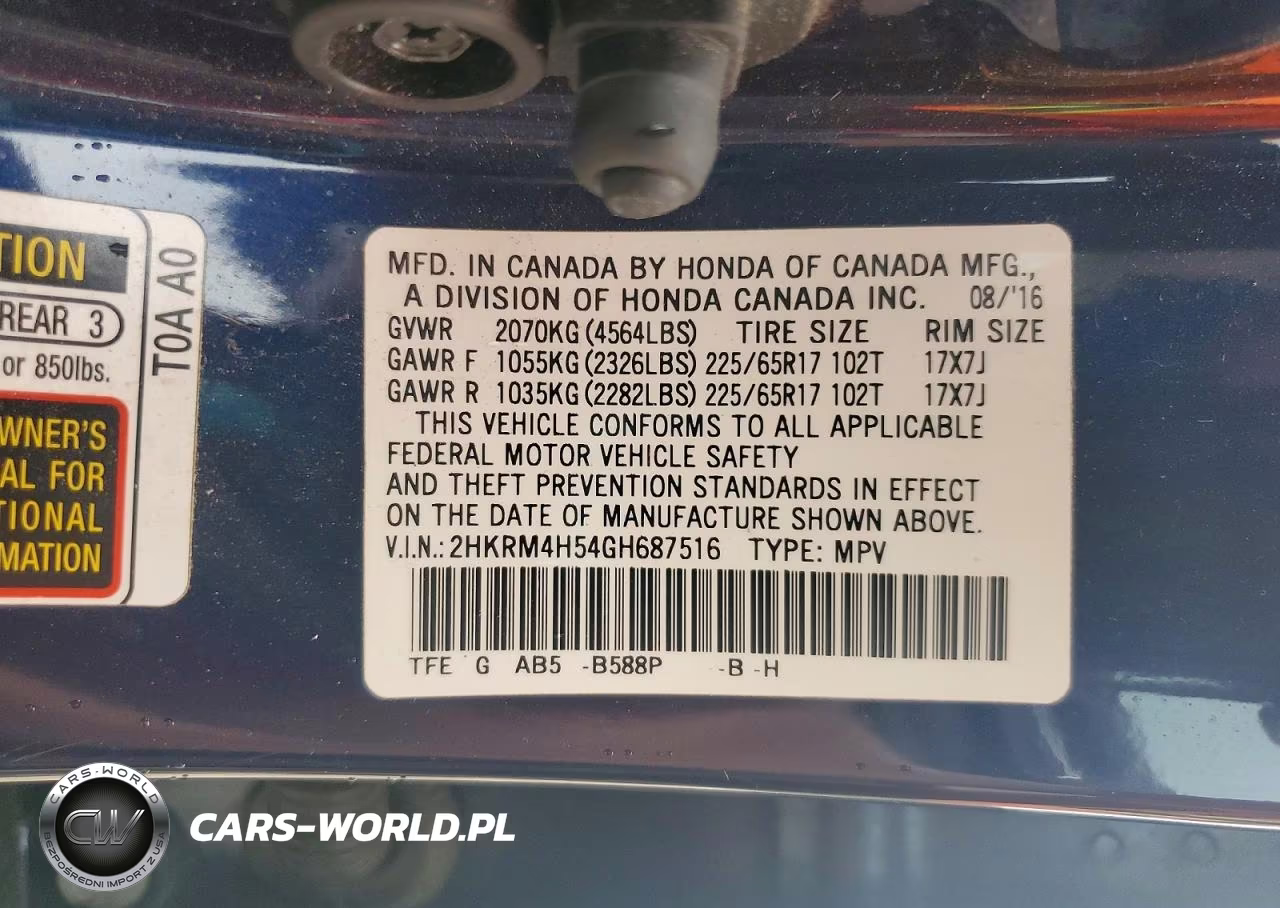 2016 Honda Cr-V Ex VIN:2HKRM4H54GH687516 - 14