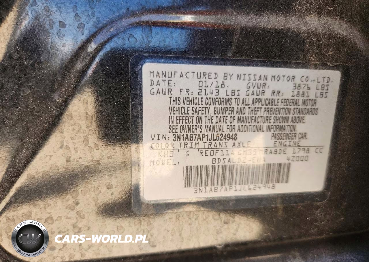 2018 Nissan Sentra Sv VIN:3N1AB7AP1JL624948 - 12
