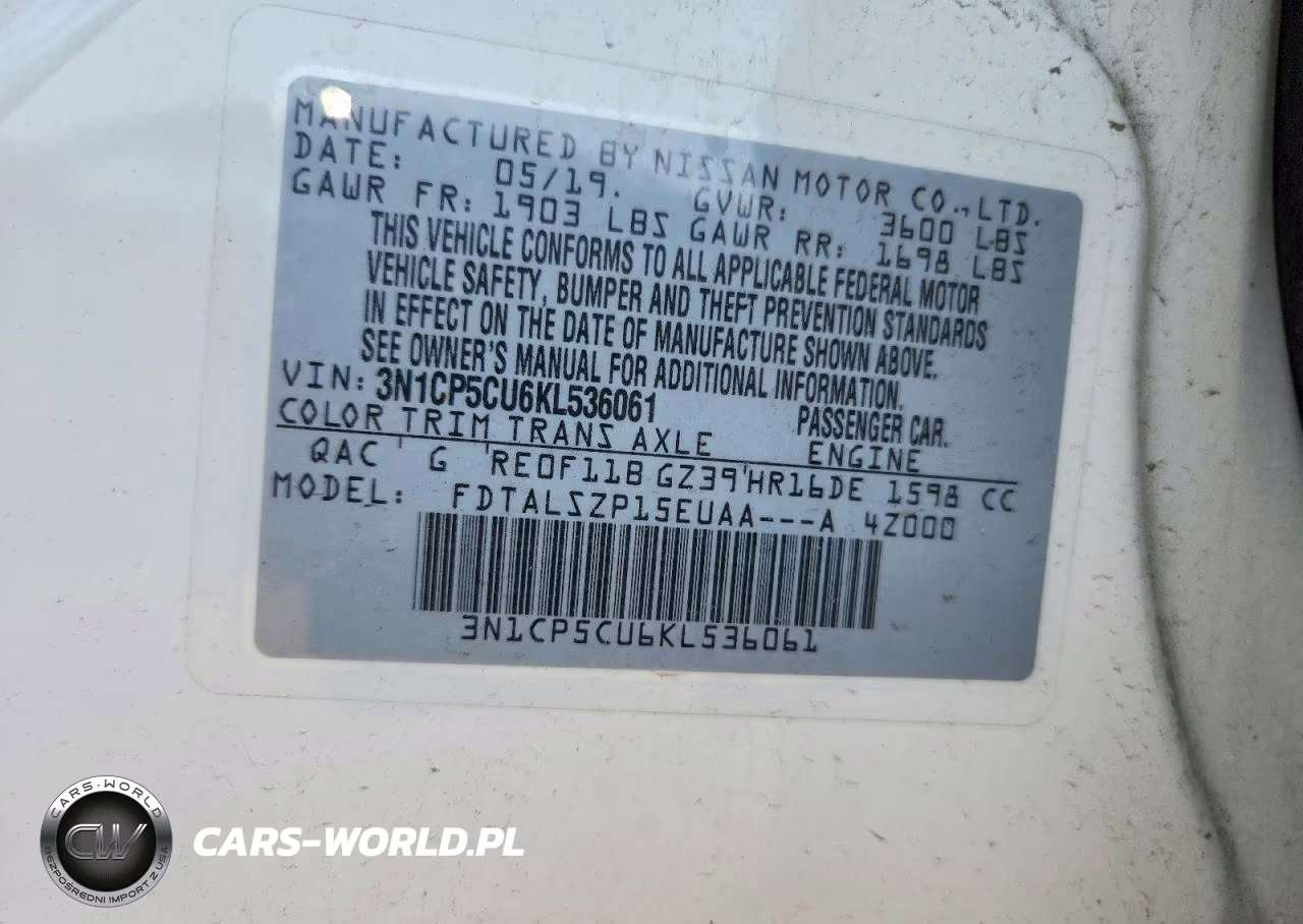 2019 Nissan Kicks Sv VIN:3N1CP5CU6KL536061 - 12