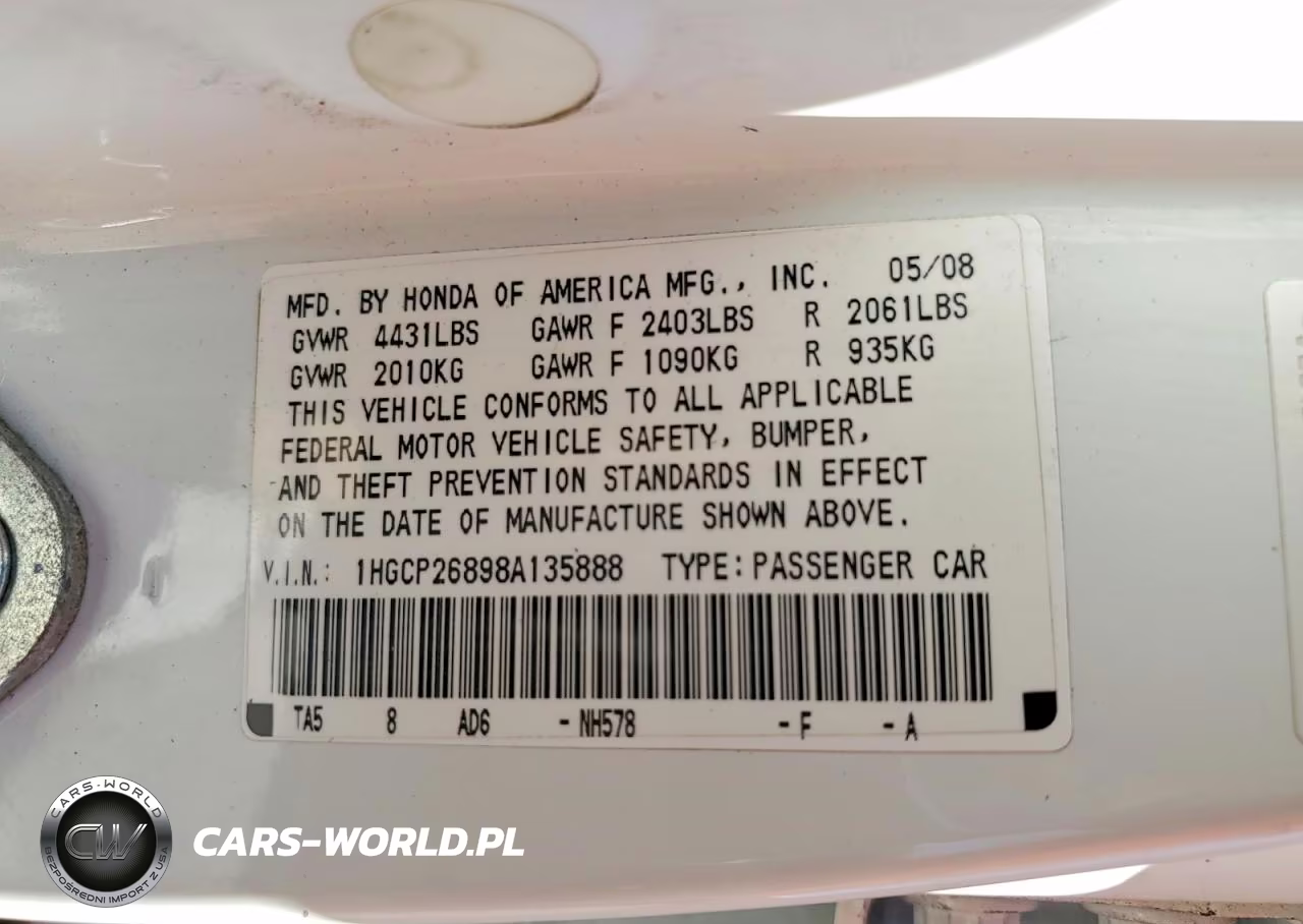 2008 Honda Accord Exl VIN:1HGCP26898A135888 - 13