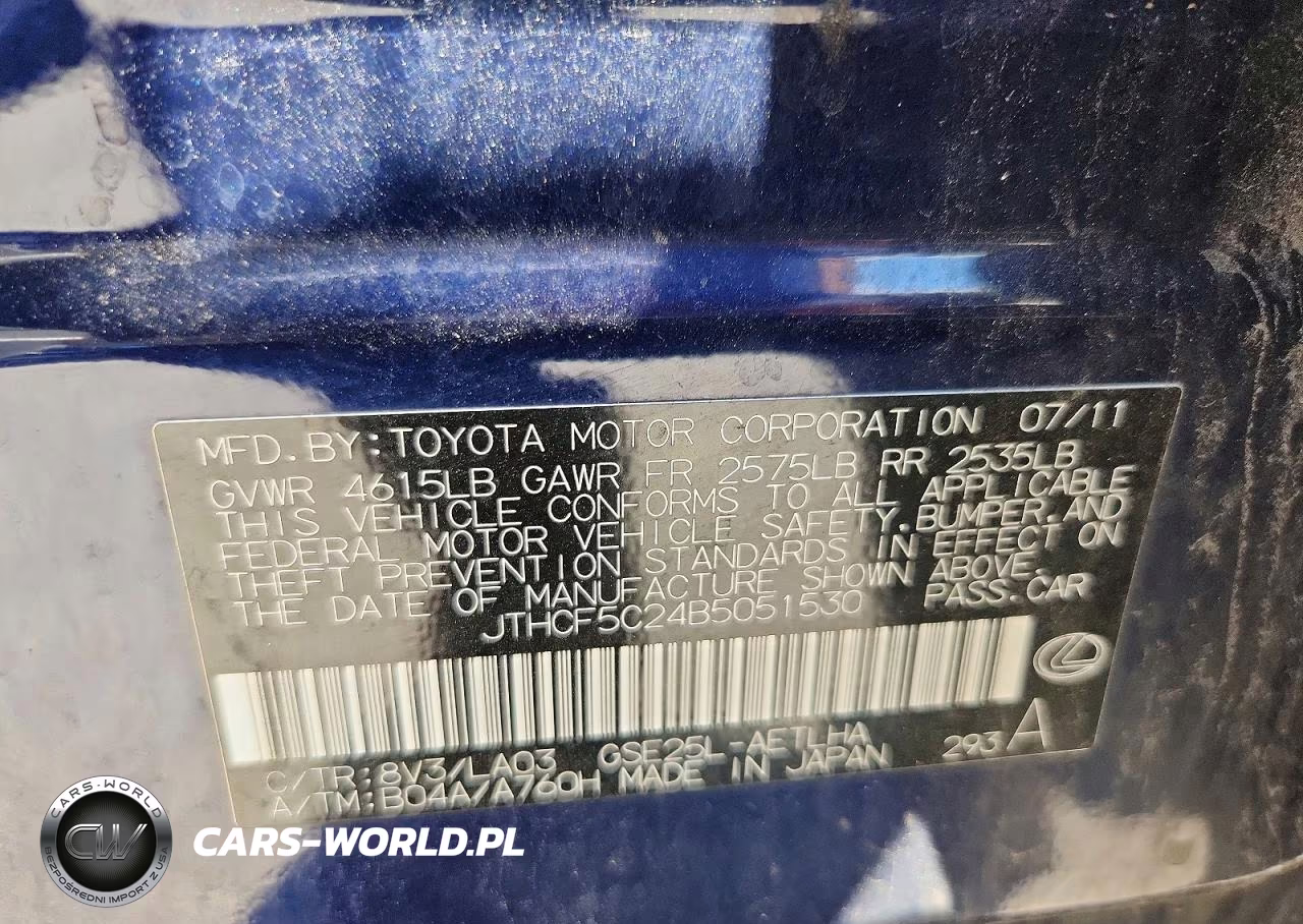 2011 Lexus Is 250 VIN:JTHCF5C24B5051530 - 12