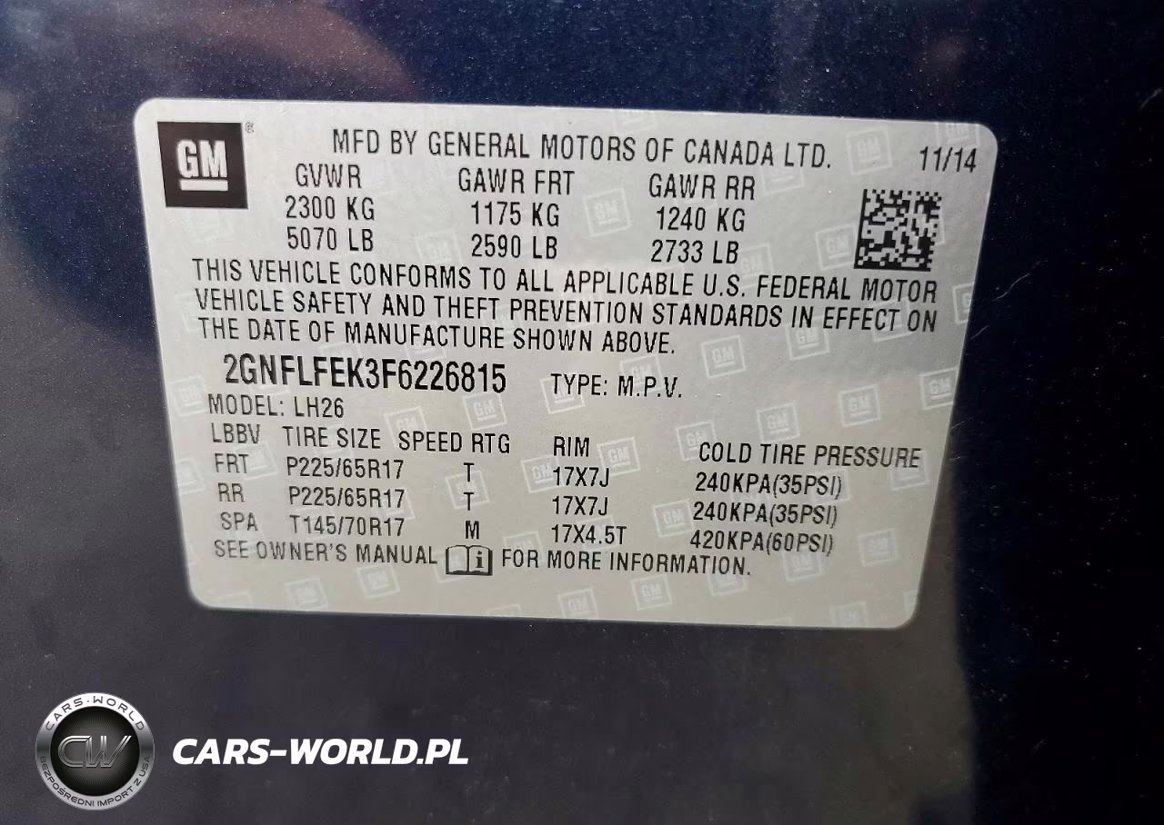 2015 Chevrolet Equinox Lt VIN:2GNFLFEK3F6226815 - 13