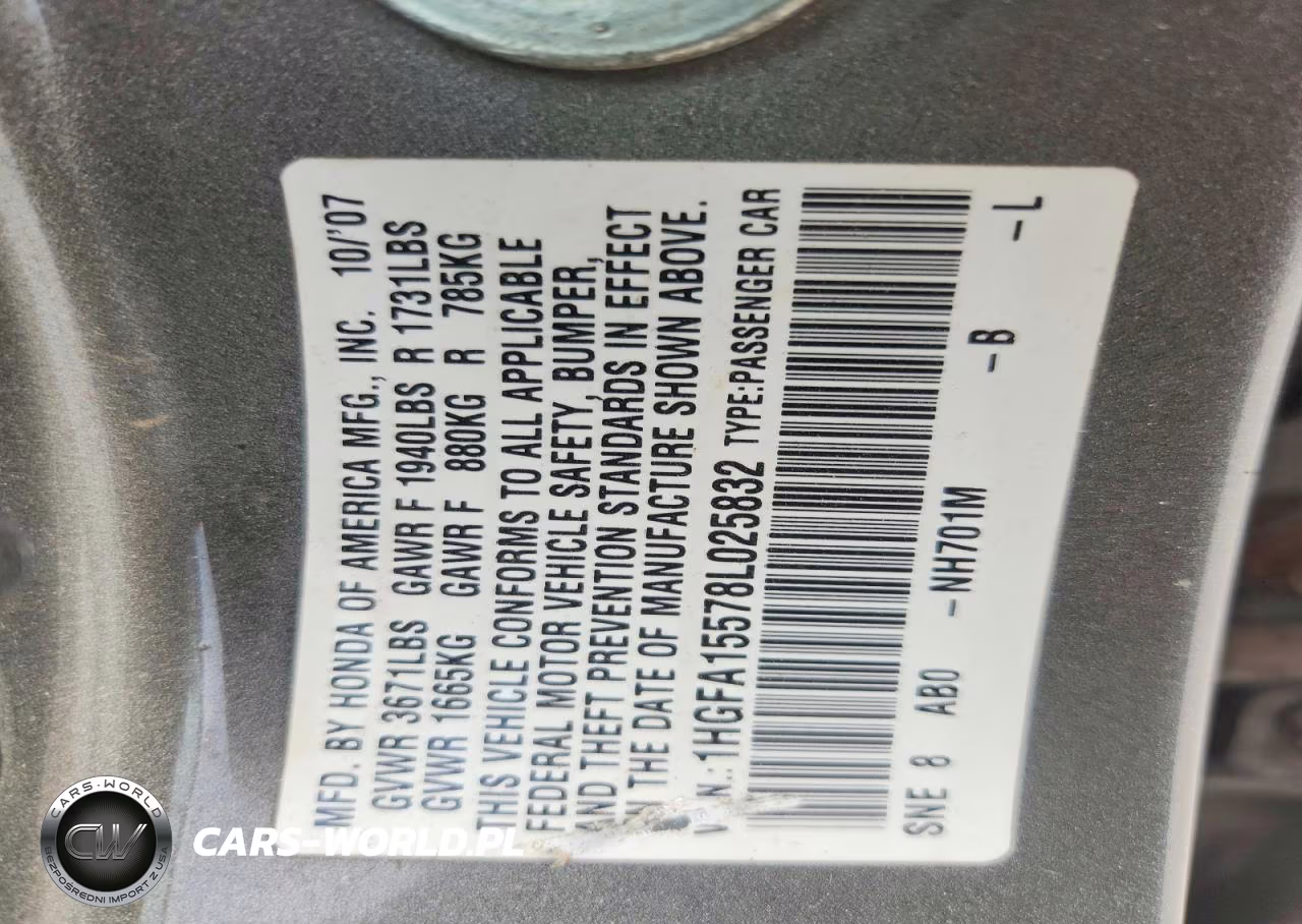 2008 Honda Civic Lx VIN:1HGFA15578L025832 - 12