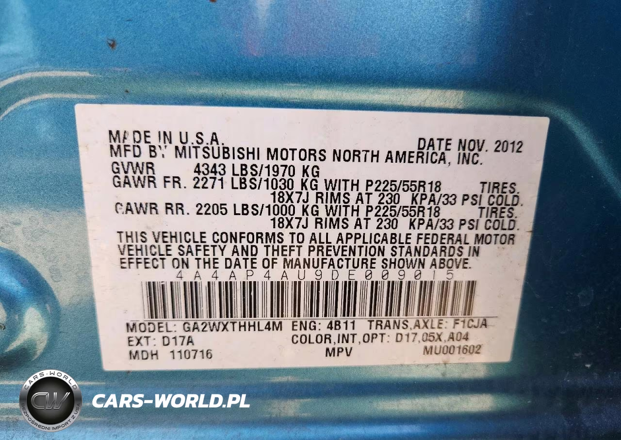 2013 Mitsubishi Outlander Sport Se VIN:4A4AP4AU9DE009015 - 13