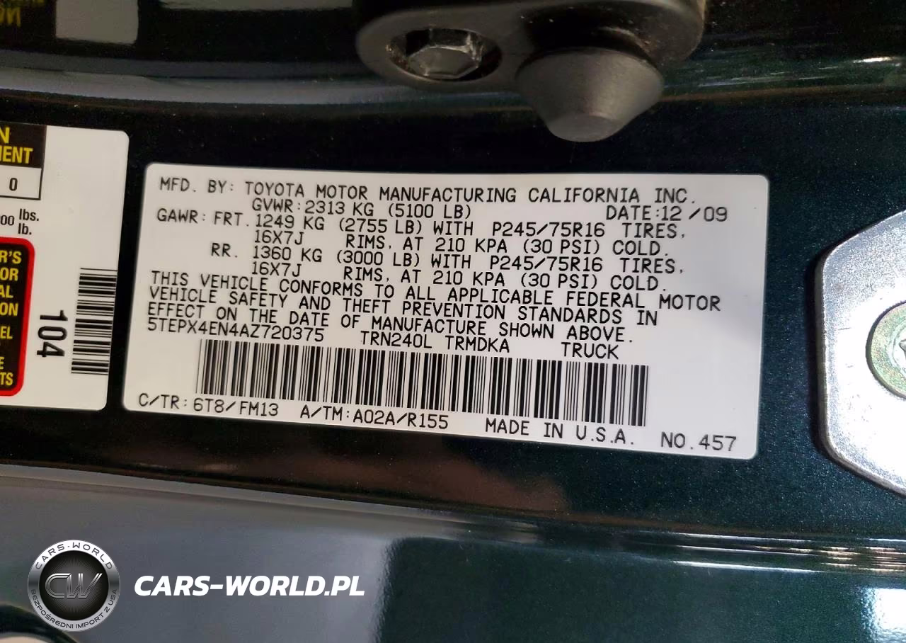 2010 Toyota Tacoma Base VIN:5TEPX4EN4AZ720375 - 12