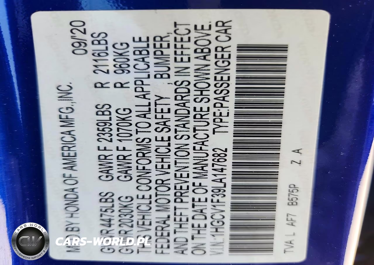 2020 Honda Accord Sport VIN:1HGCV1F39LA147682 - 12