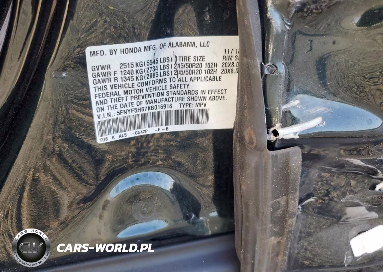 2019 Honda Pilot Touring VIN:5FNYF5H67KB016918 - 13