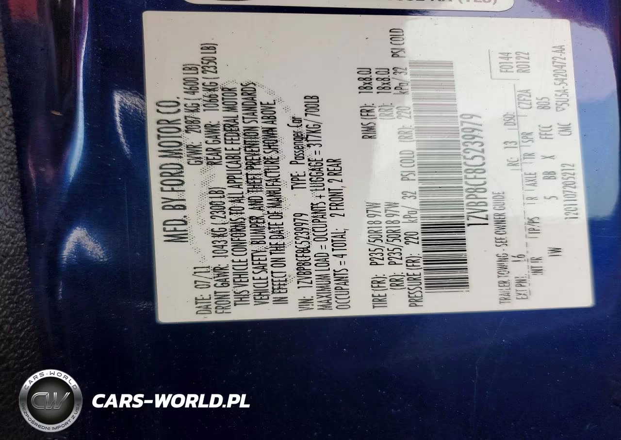 2012 Ford Mustang Gt VIN:1ZVBP8CF8C5239979 - 12