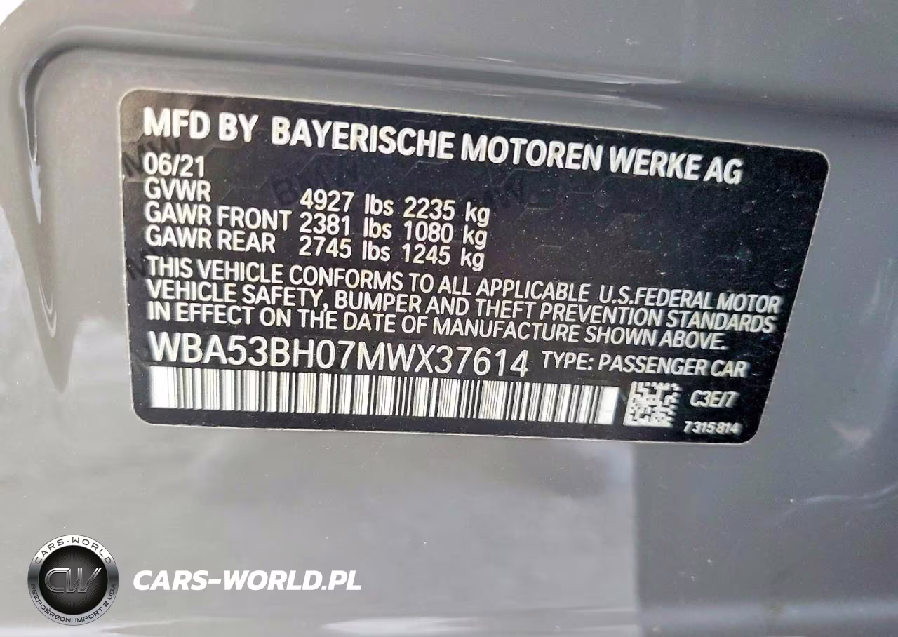 2021 BMW 530 I VIN:WBA53BH07MWX37614 - 12