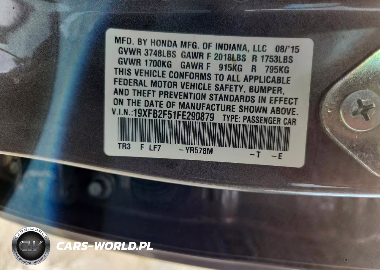 2015 Honda Civic Lx VIN:19XFB2F51FE290879 - 12
