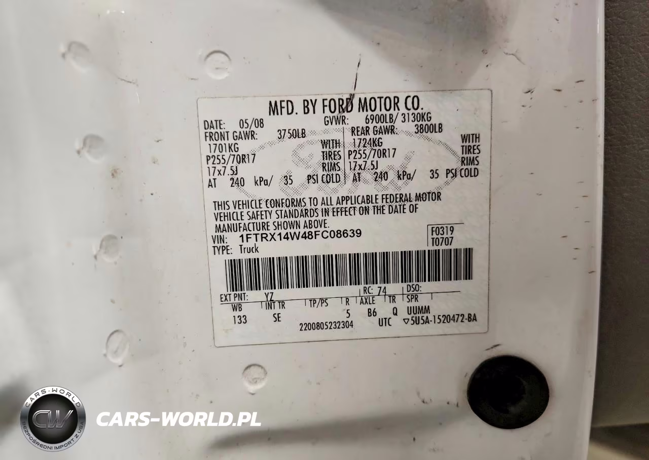 2008 Ford F150 Stx VIN:1FTRX14W48FC08639 - 12