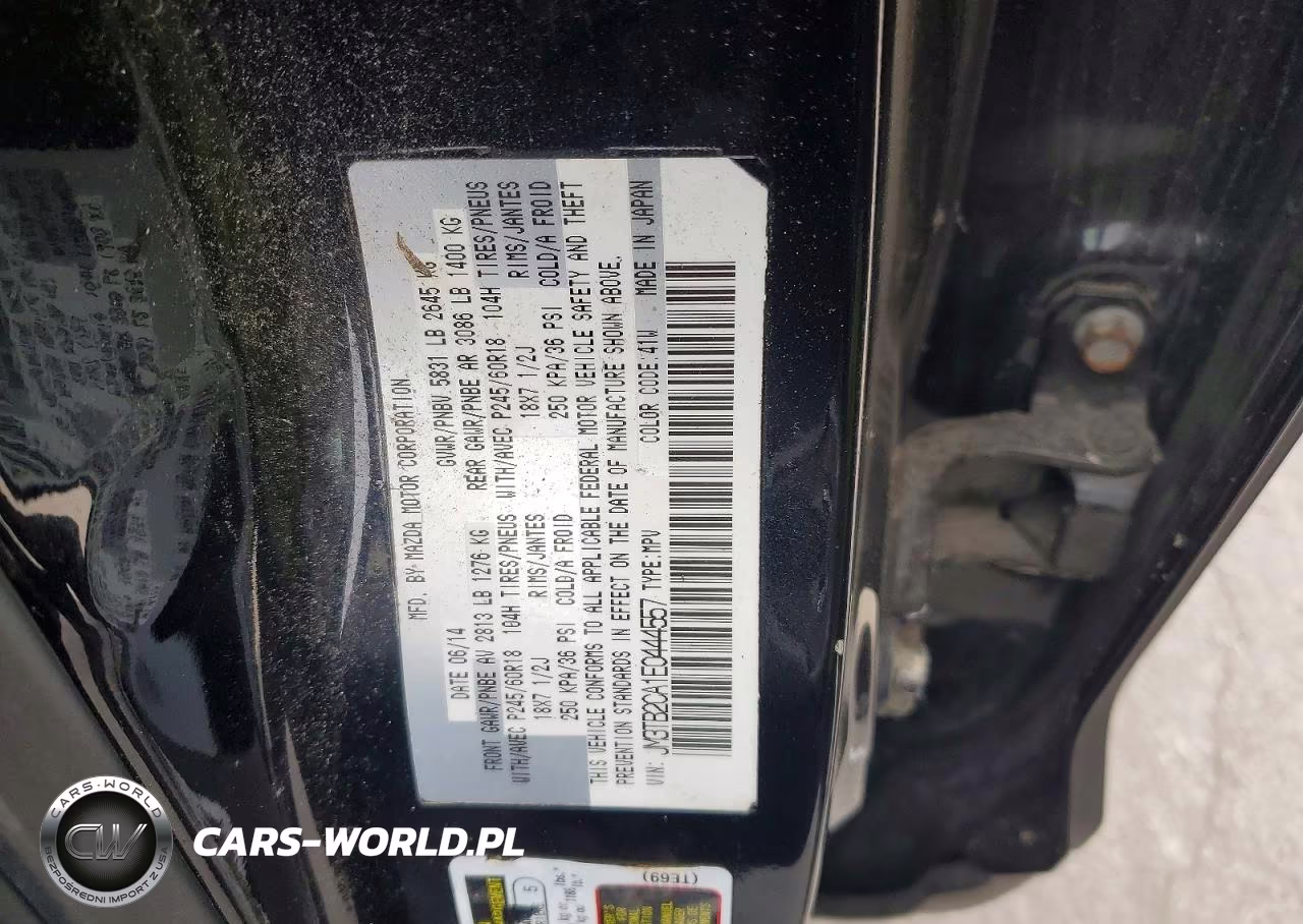 2014 Mazda Cx-9 Touring VIN:JM3TB2CA1E0444557 - 13
