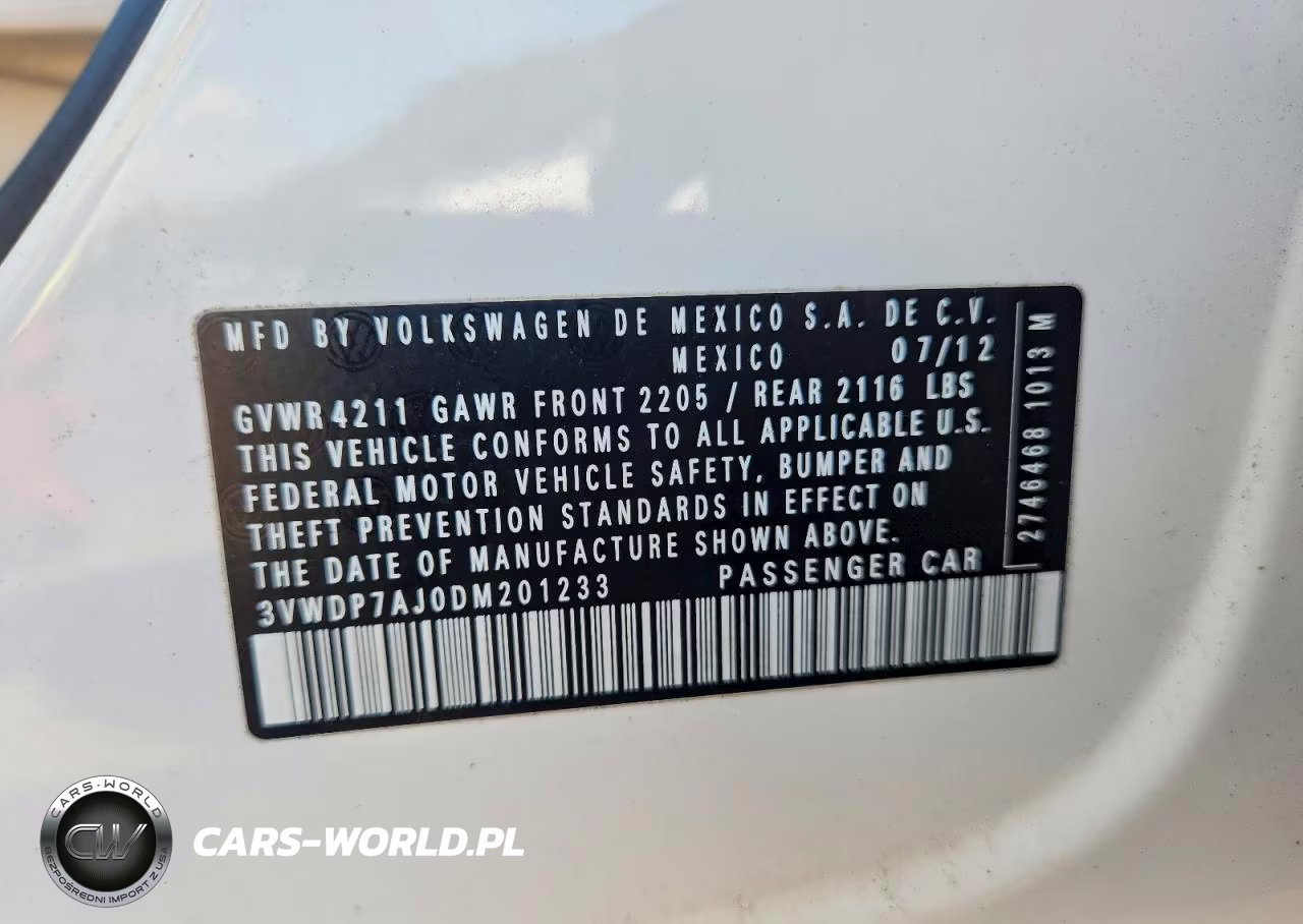 2013 Volkswagen Jetta Se VIN:3VWDP7AJ0DM201233 - 12