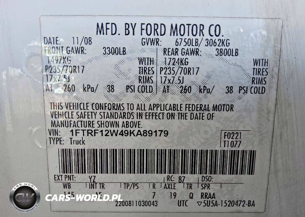 2009 Ford F150 VIN:1FTRF12W49KA89179 - 12