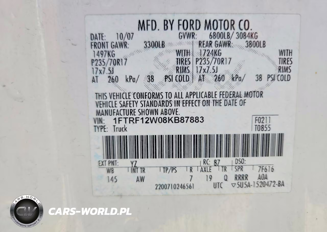2008 Ford F150 VIN:1FTRF12W08KB87883 - 12