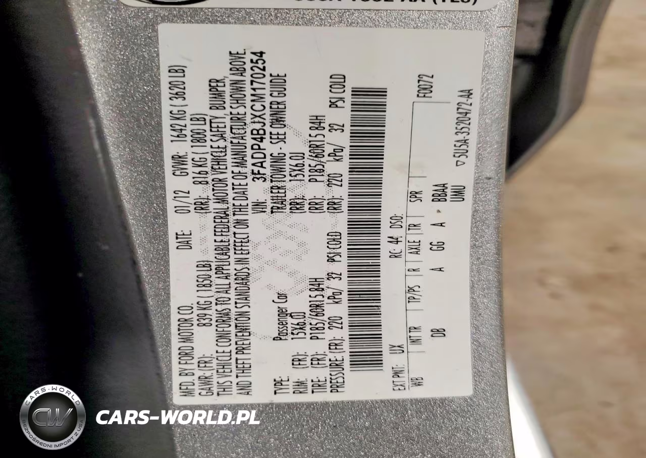 2012 Ford Fiesta Se VIN:3FADP4BJXCM170254 - 12