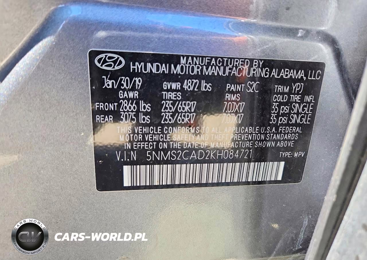 2019 Hyundai Santa Fe Se VIN:5NMS2CAD2KH084721 - 13