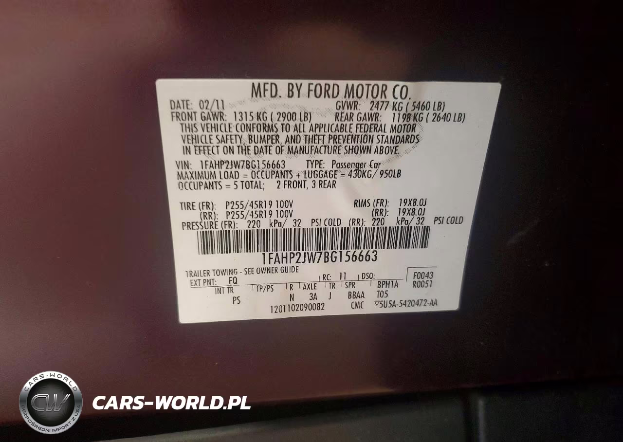 2011 Ford Taurus Limited VIN:1FAHP2JW7BG156663 - 12