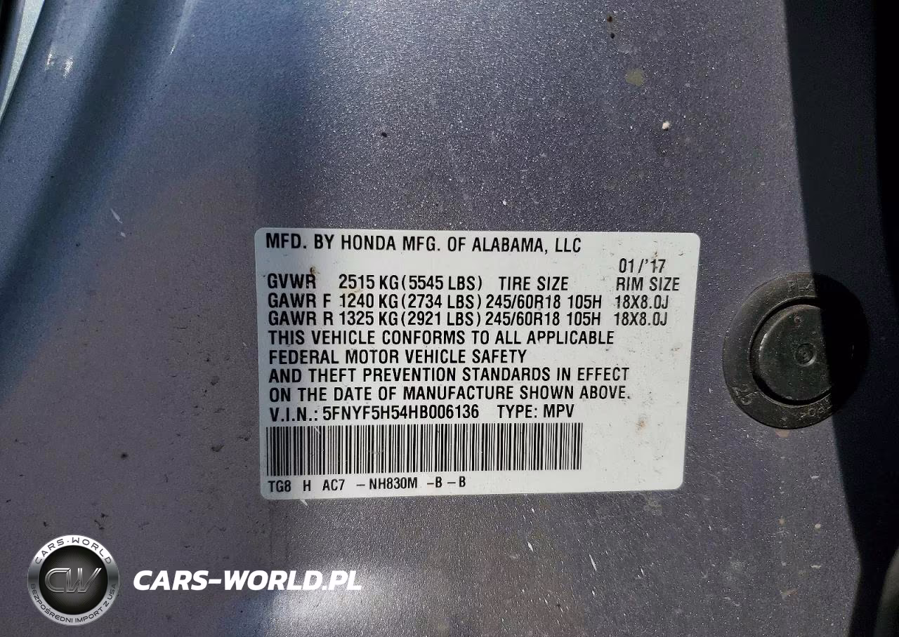2017 Honda Pilot Exl VIN:5FNYF5H54HB006136 - 13
