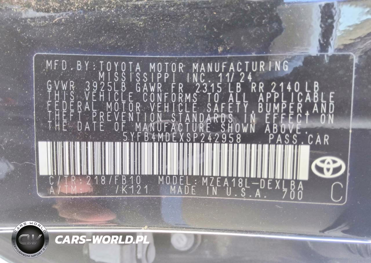 2025 Toyota Corolla Le VIN:5YFB4MDEXSP242958 - 12