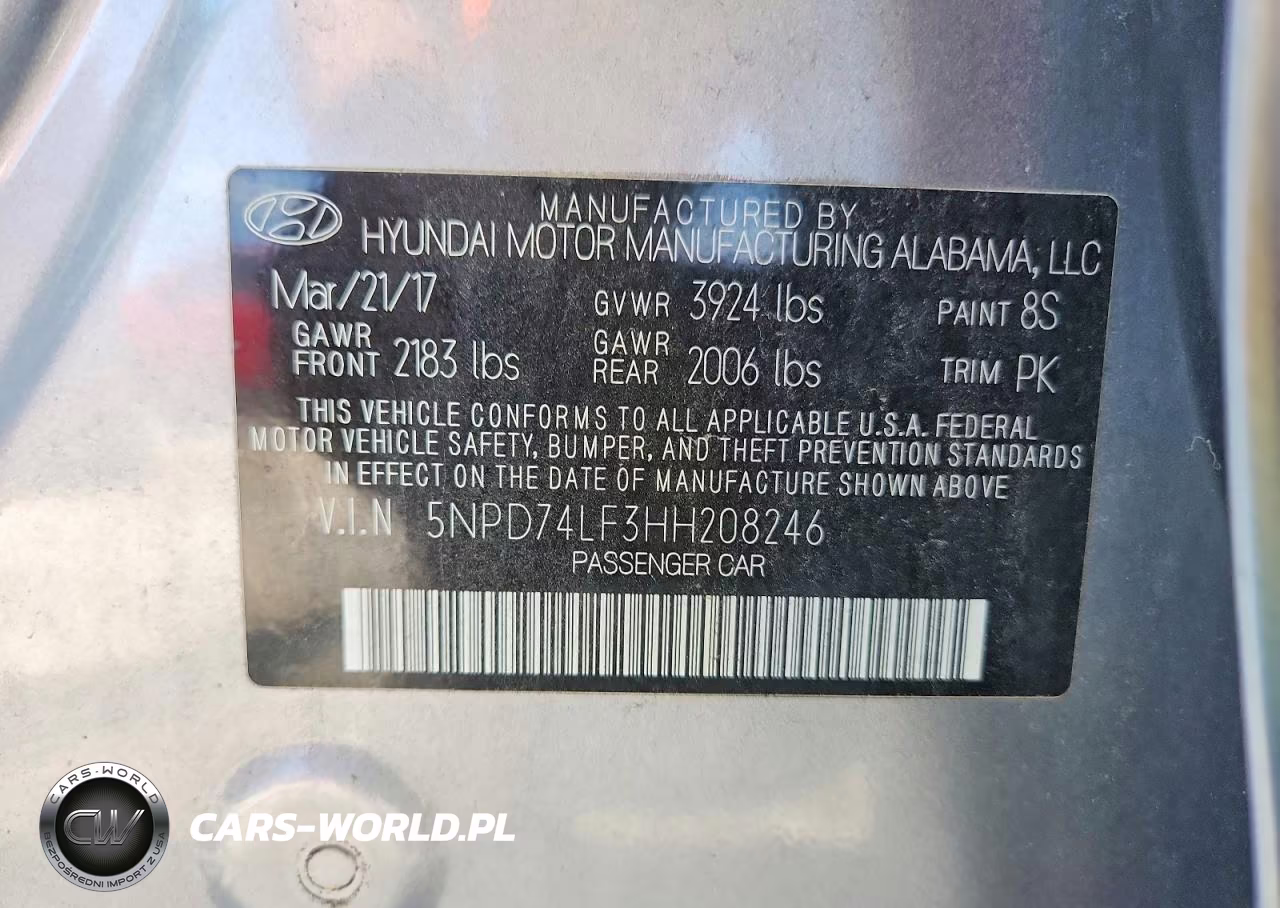 2017 Hyundai Elantra Se VIN:5NPD74LF3HH208246 - 12