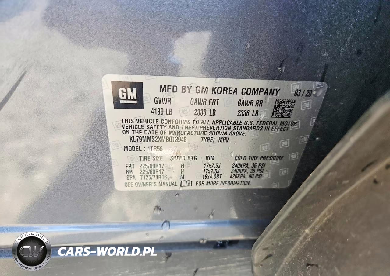 2021 Chevrolet Trailblazer Ls VIN:KL79MMS2XMB013945 - 12