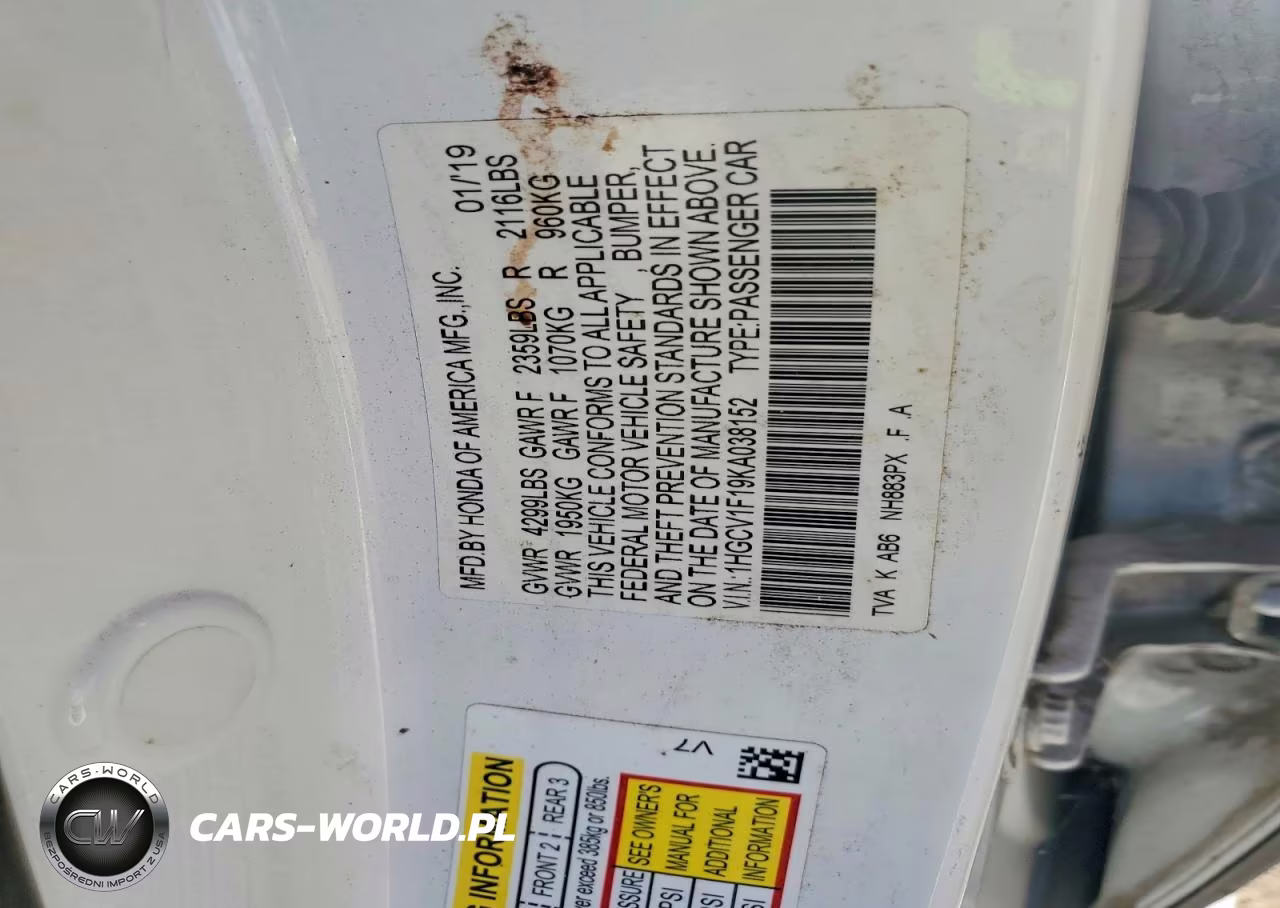 2019 Honda Accord Lx VIN:1HGCV1F19KA038152 - 12