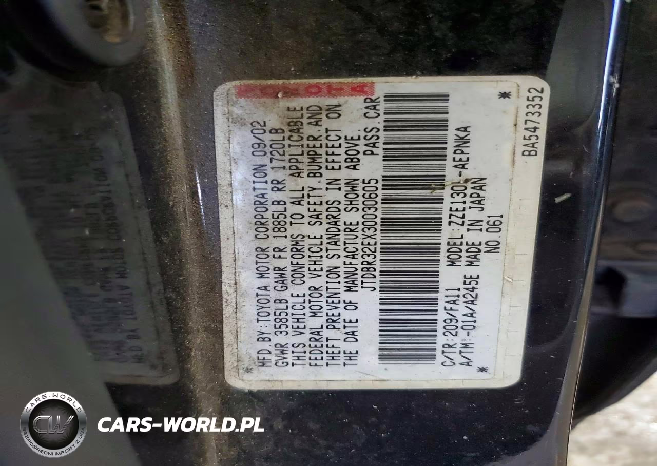 2003 Toyota Corolla Le VIN:JTDBR32EX30030605 - 12