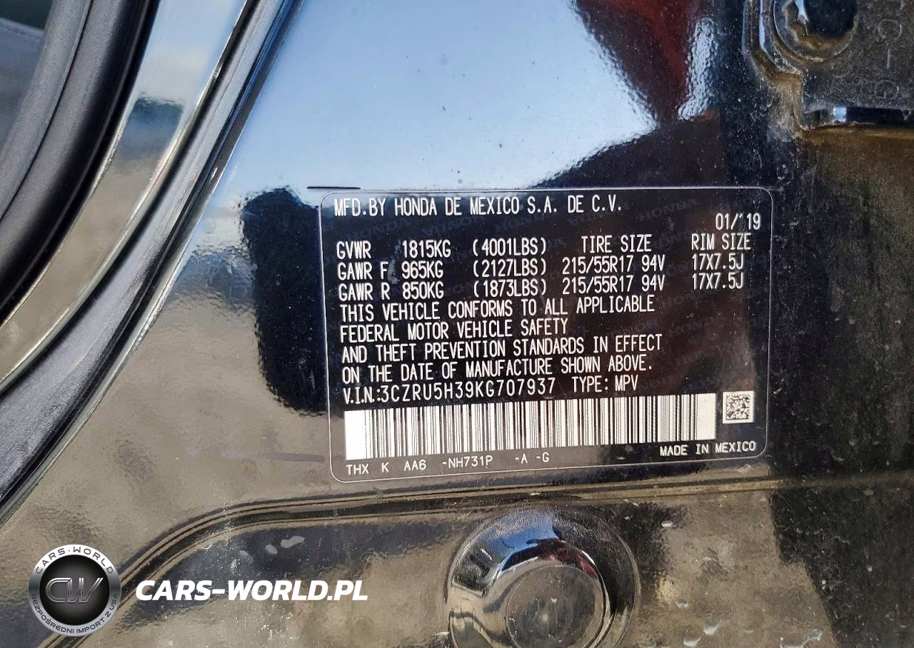 2019 Honda Hr-V Lx VIN:3CZRU5H39KG707937 - 12