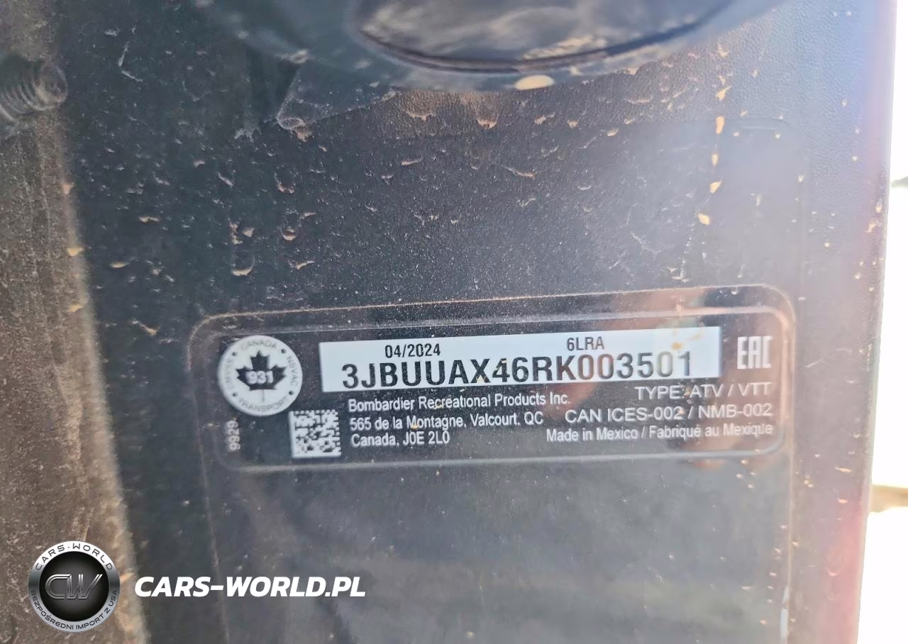 2024 Can-Am Defender Utility Vehicle VIN:3JBUUAX46RK003501 - 10