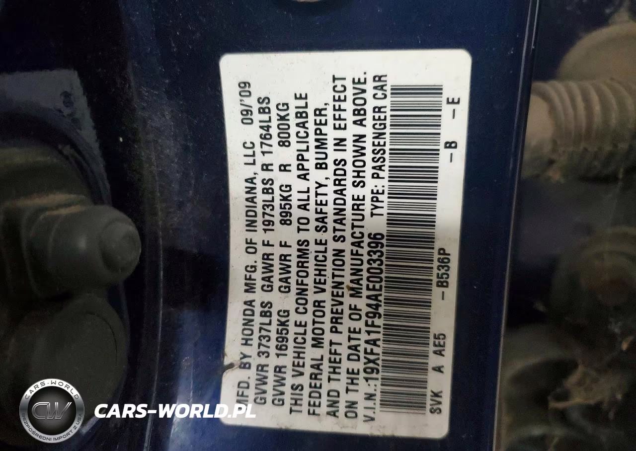 2010 Honda Civic Exl VIN:19XFA1F94AE003396 - 12