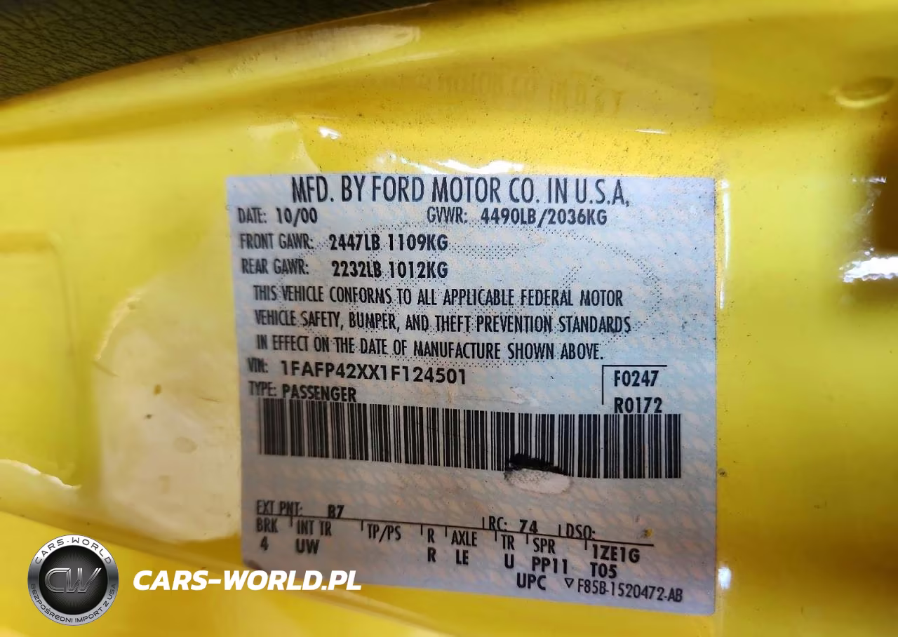 2001 Ford Mustang Gt VIN:1FAFP42XX1F124501 - 12