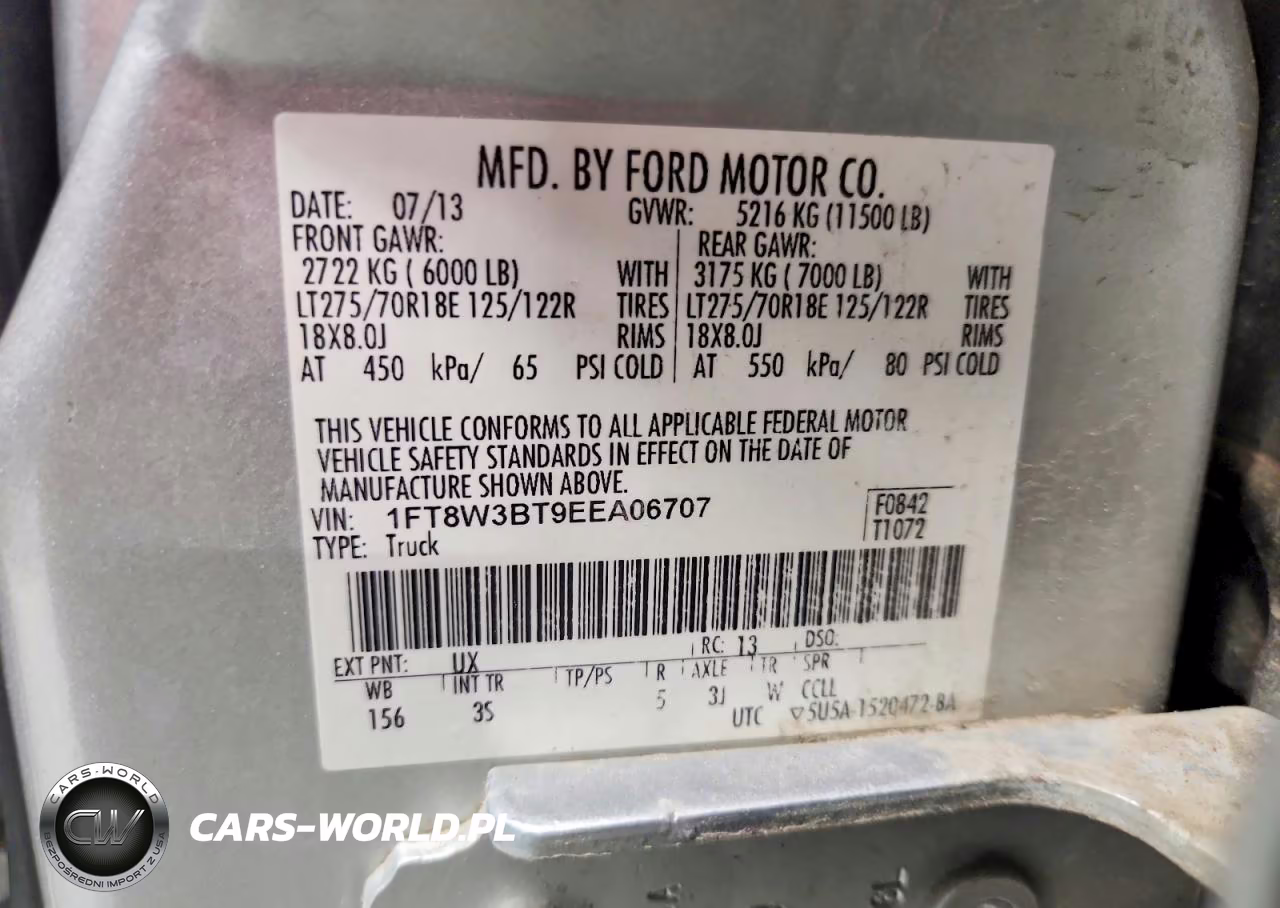 2014 Ford F350 Super Duty VIN:1FT8W3BT9EEA06707 - 12
