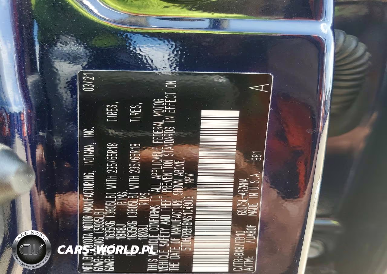 2021 Toyota Highlander Xle VIN:5TDHZRBH8MS104903 - 13