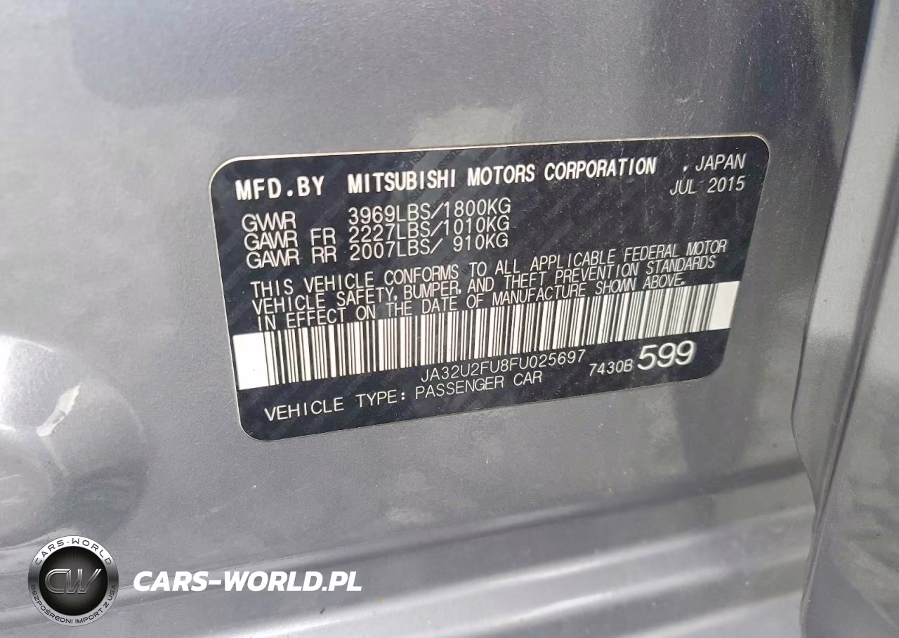 2015 MITSUBISHI LANCER ES ES VIN:JA32U2FU8FU025697 - 12