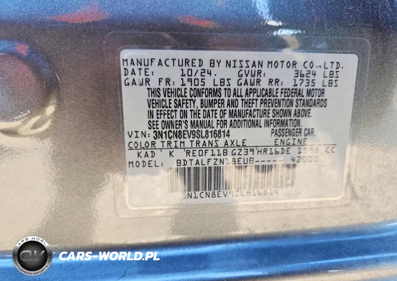 2025 Nissan Versa Sv VIN:3N1CN8EV9SL816814 - 12
