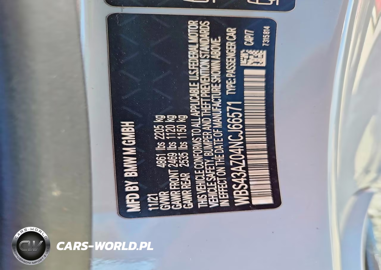 2022 BMW M4 Competition VIN:WBS43AZ04NCJ66571 - 12